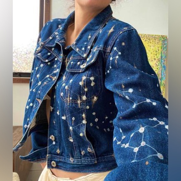 The sequin Constellation Denim Jacket - handmade - Picture 2 of 7